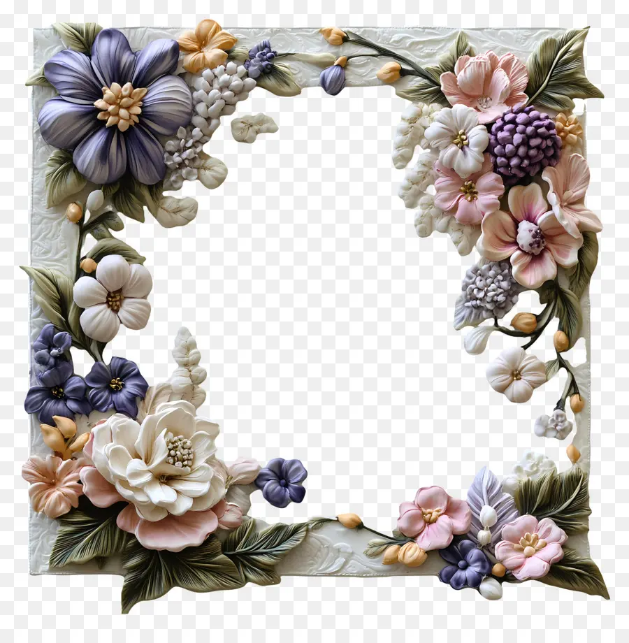 Fleurs De Mariage，Cadre Floral Pastel PNG