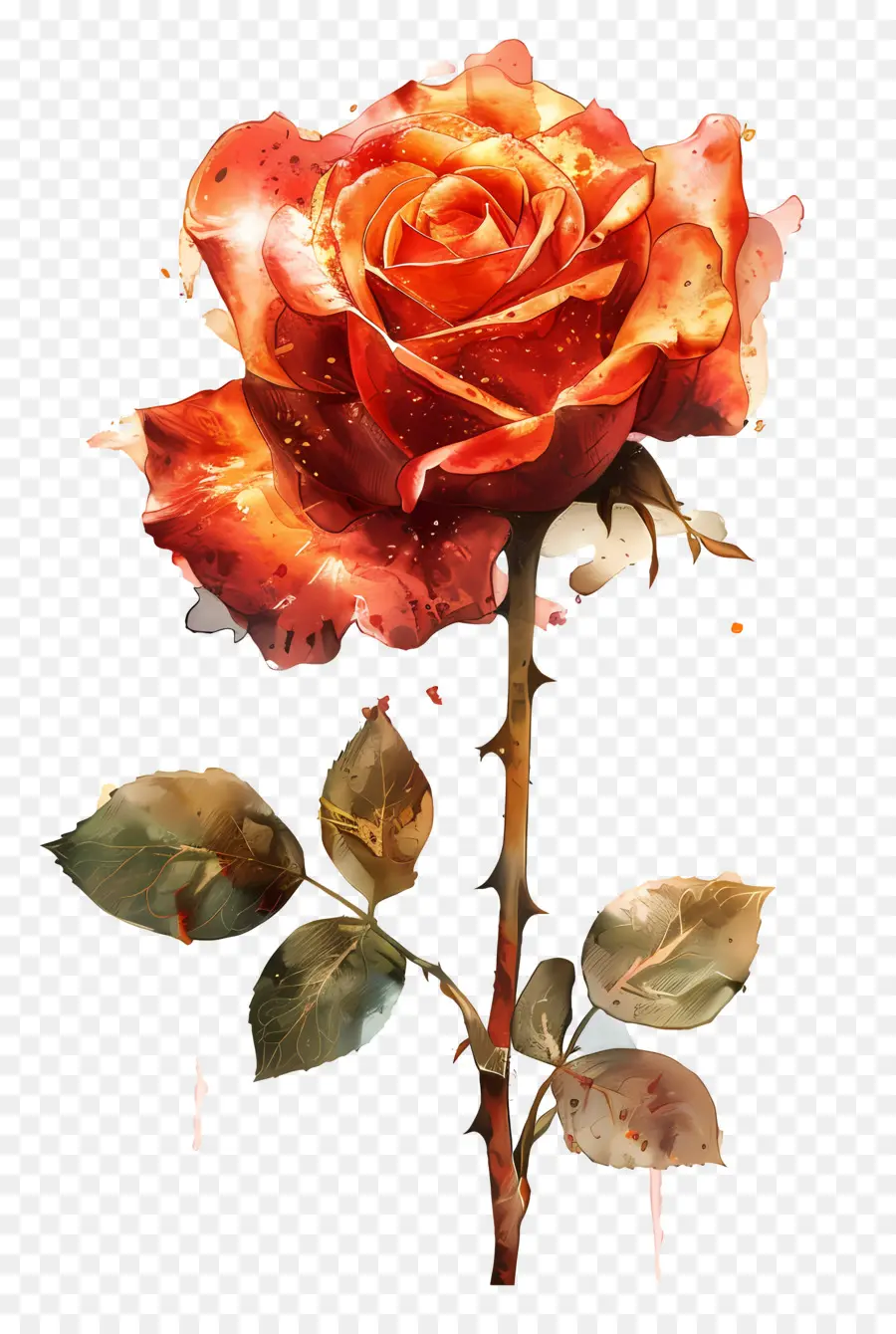 Aquarelle Rose，Roses Rouges PNG