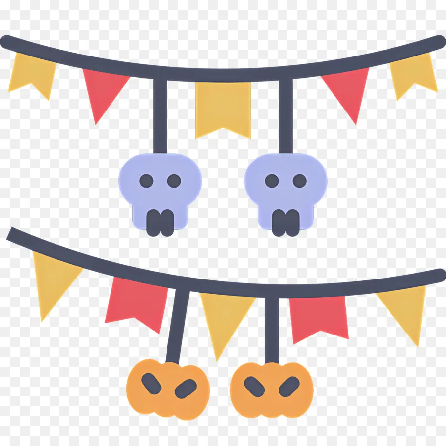 Banderole D'halloween，Bruant Crâne Et Citrouille PNG