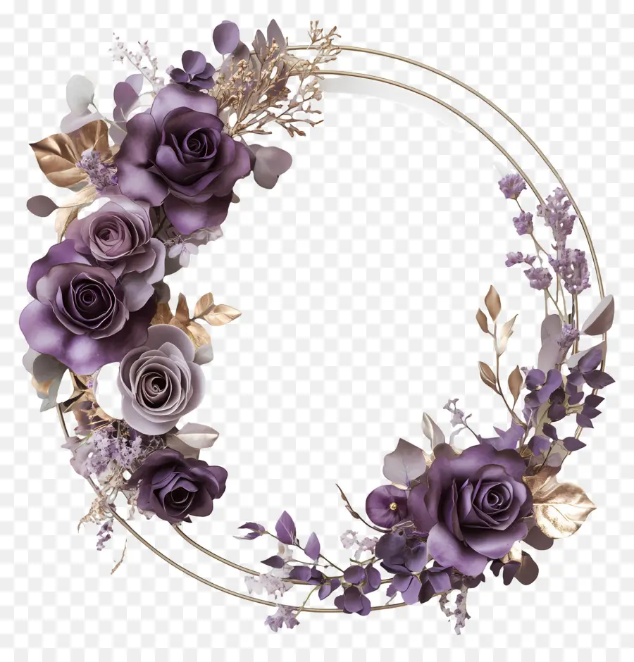 Fleurs De Mariage，Couronne De Roses Violettes PNG