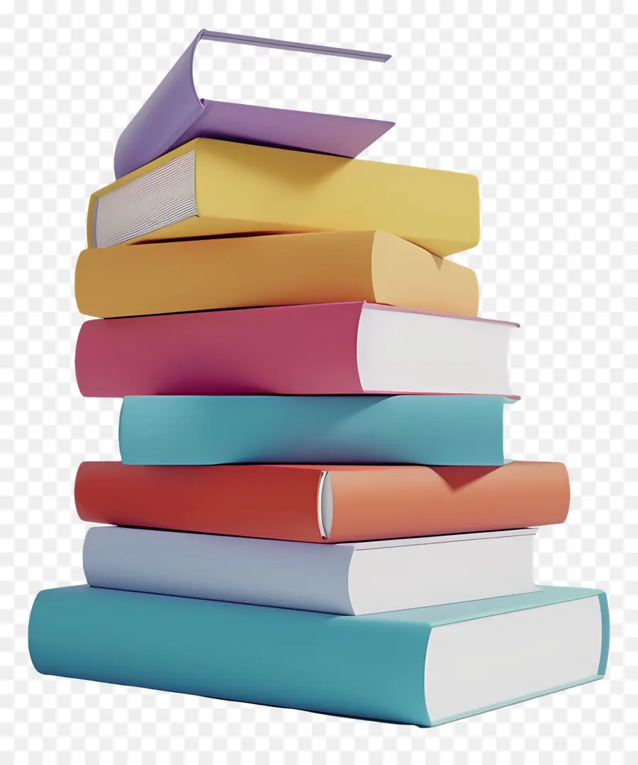 Livres Animés，Pile De Livres Pastel PNG