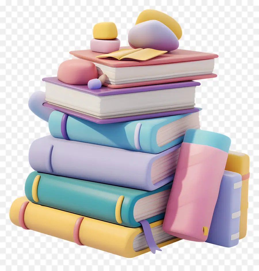 Livres Animés，Pile De Livres Colorés Avec Des Formes PNG