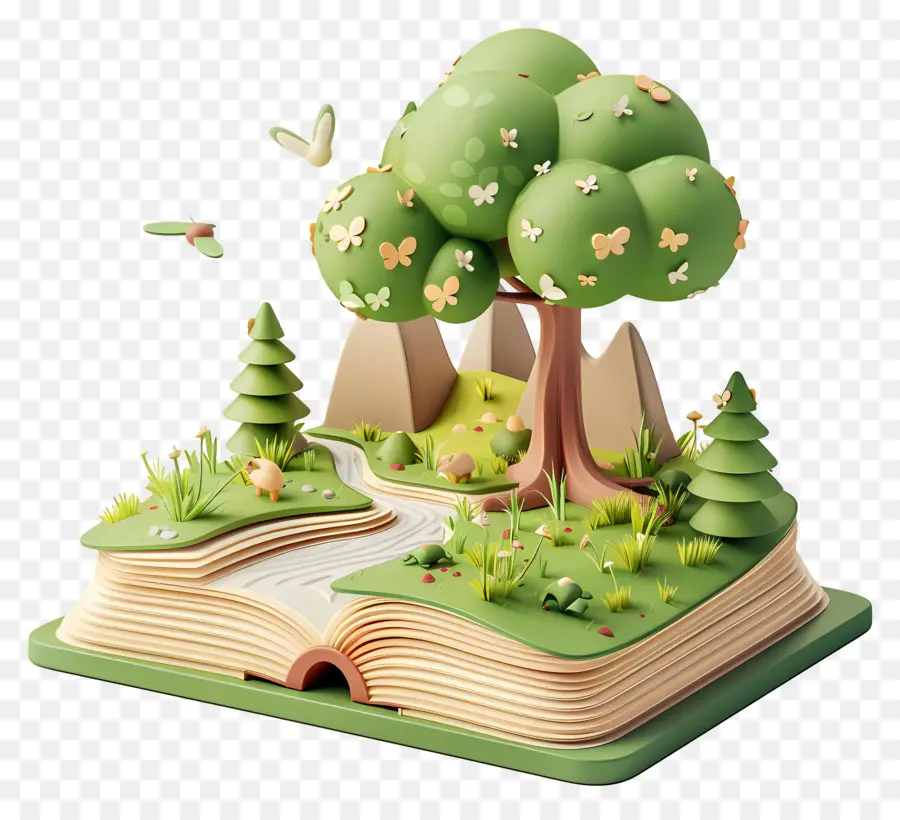 Livres Animés，Livre Ouvert Avec Forêt PNG