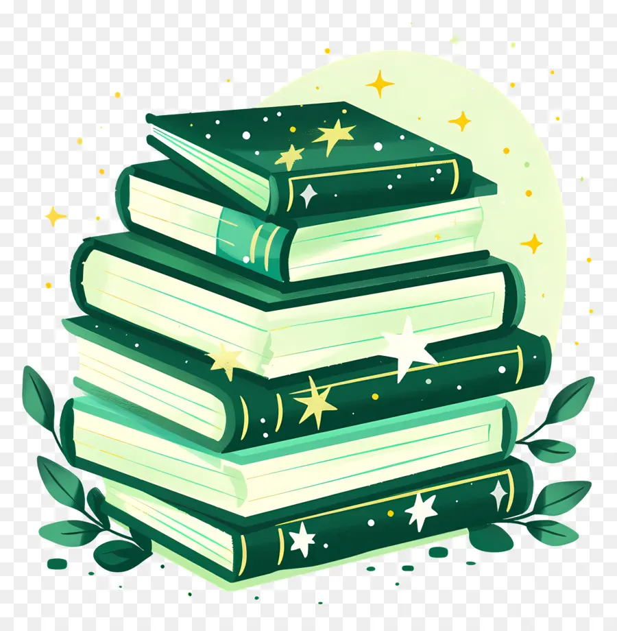 Livres Verts，Pile De Livres PNG