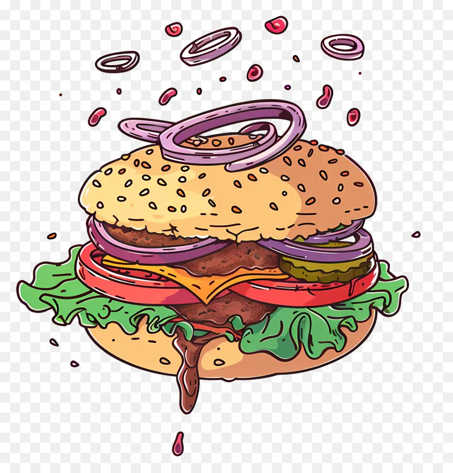 Burger Animé，Hamburger PNG