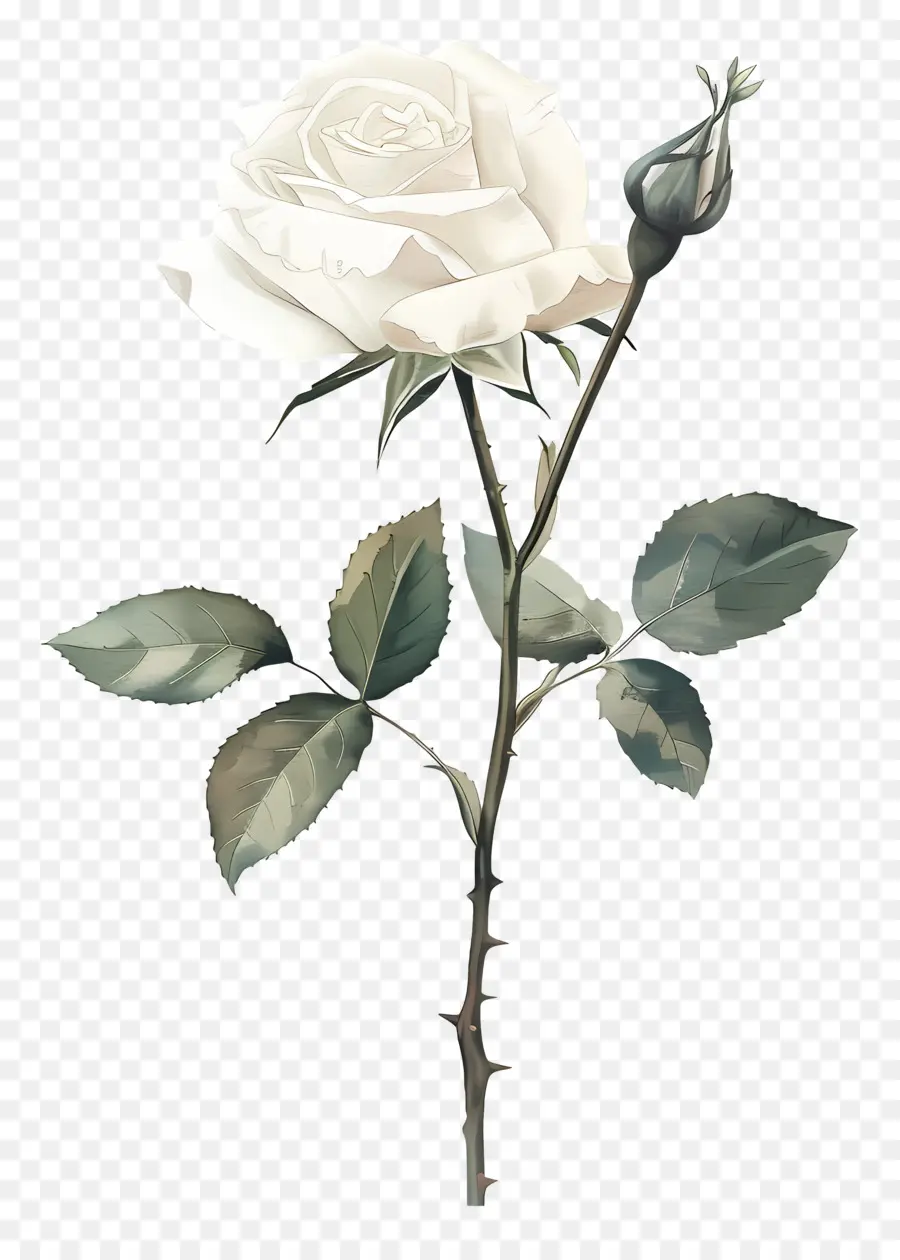 Aquarelle Rose，Rose Blanche PNG