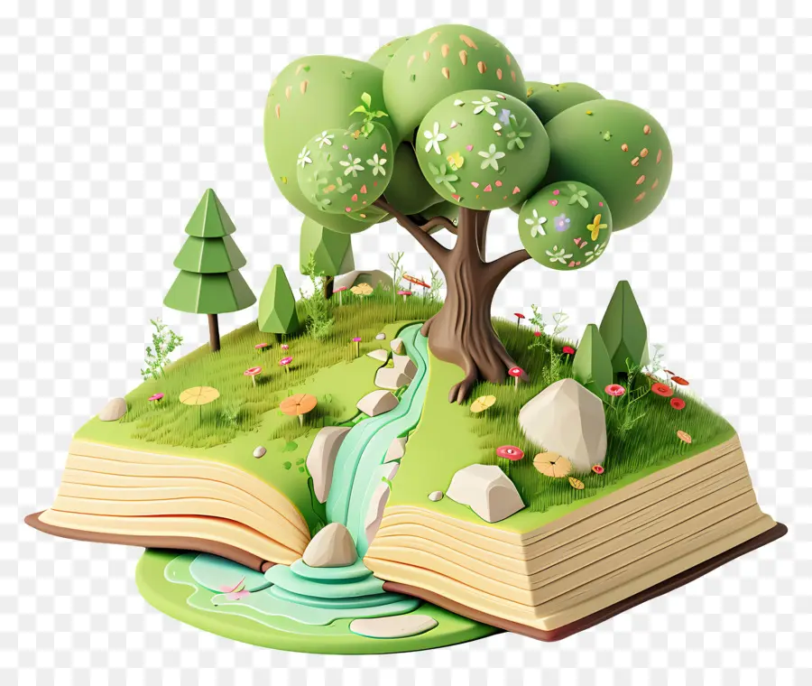 Livres Animés，Livre Ouvert Avec Forêt PNG