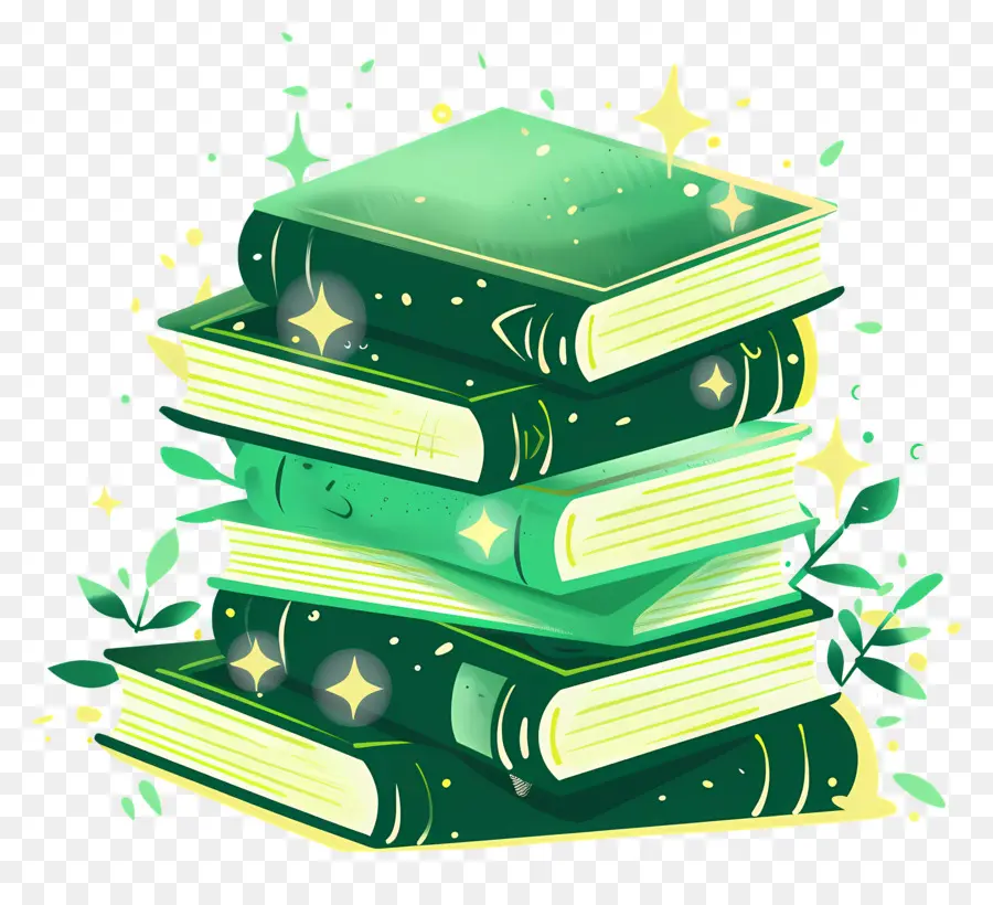 Livres Verts，Pile De Livres PNG