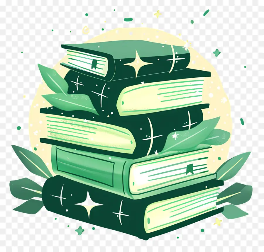 Livres Verts，Pile De Livres PNG