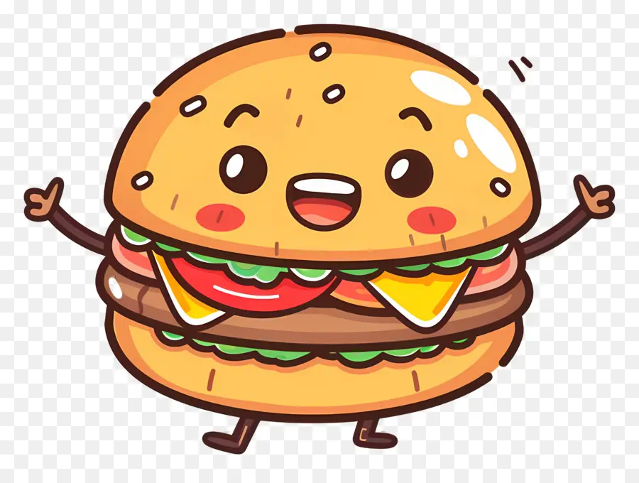 Burger Animé，Hamburger De Dessin Animé PNG