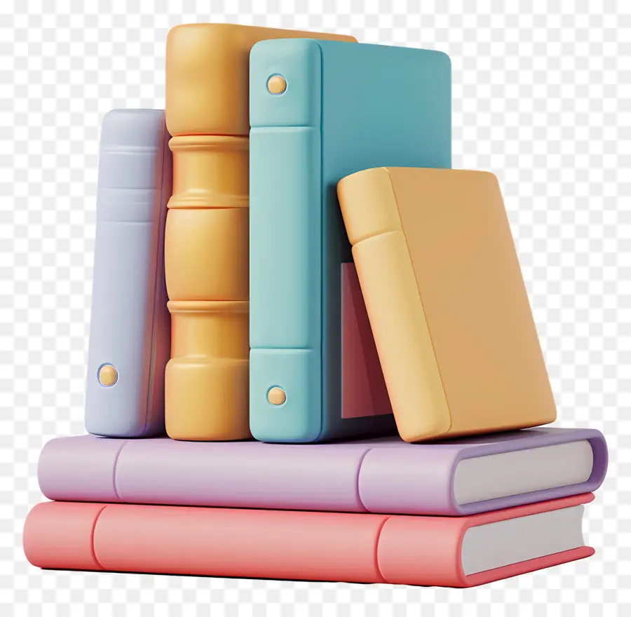 Livres Animés，Pile De Livres Pastel PNG