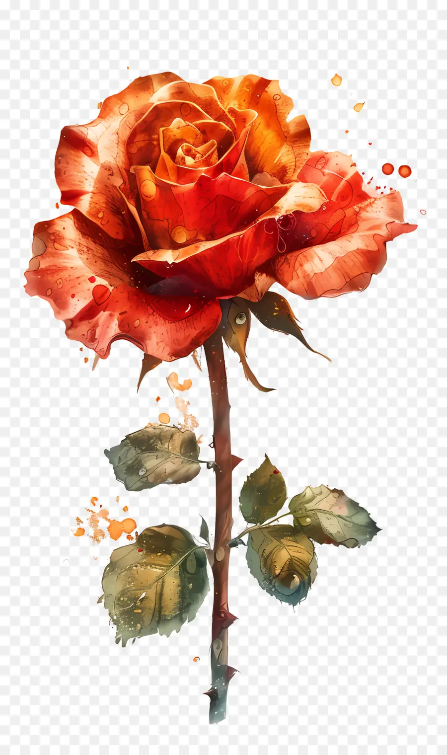 Aquarelle Rose，Roses Rouges PNG