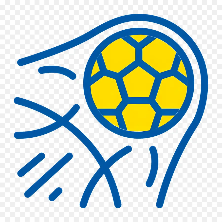 But De Football，Boule Jaune Et Bleue PNG