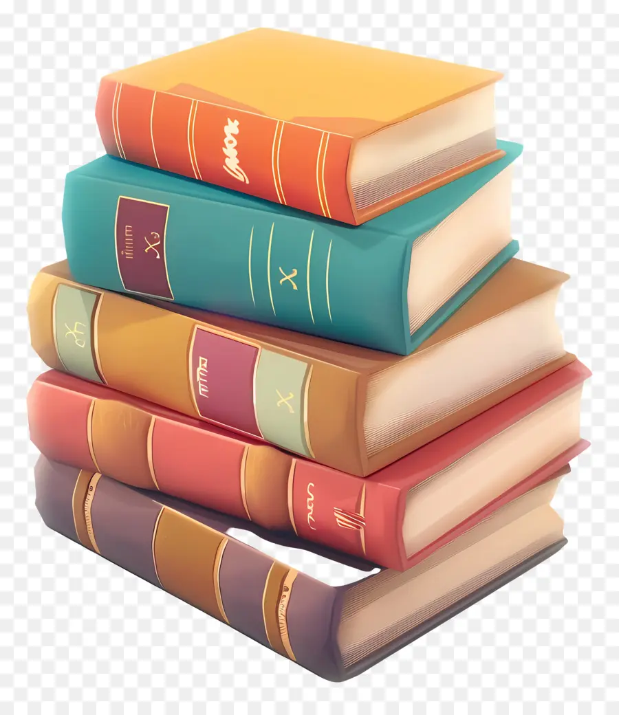 Livres Animés，Pile De Livres Pastel PNG