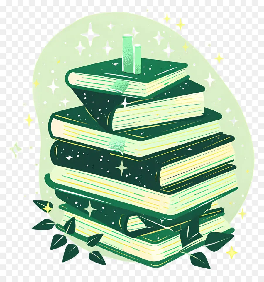 Livres Verts，Pile De Livres PNG