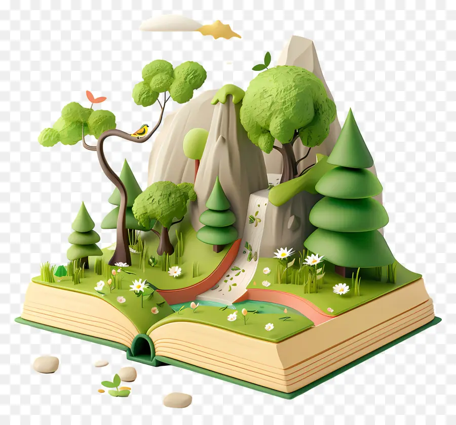 Livres Animés，Livre Ouvert Avec Forêt PNG