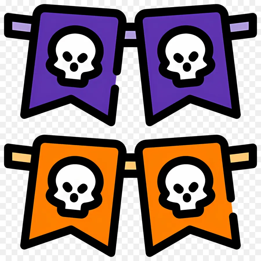 Banderole D'halloween，Drapeaux De Crâne PNG