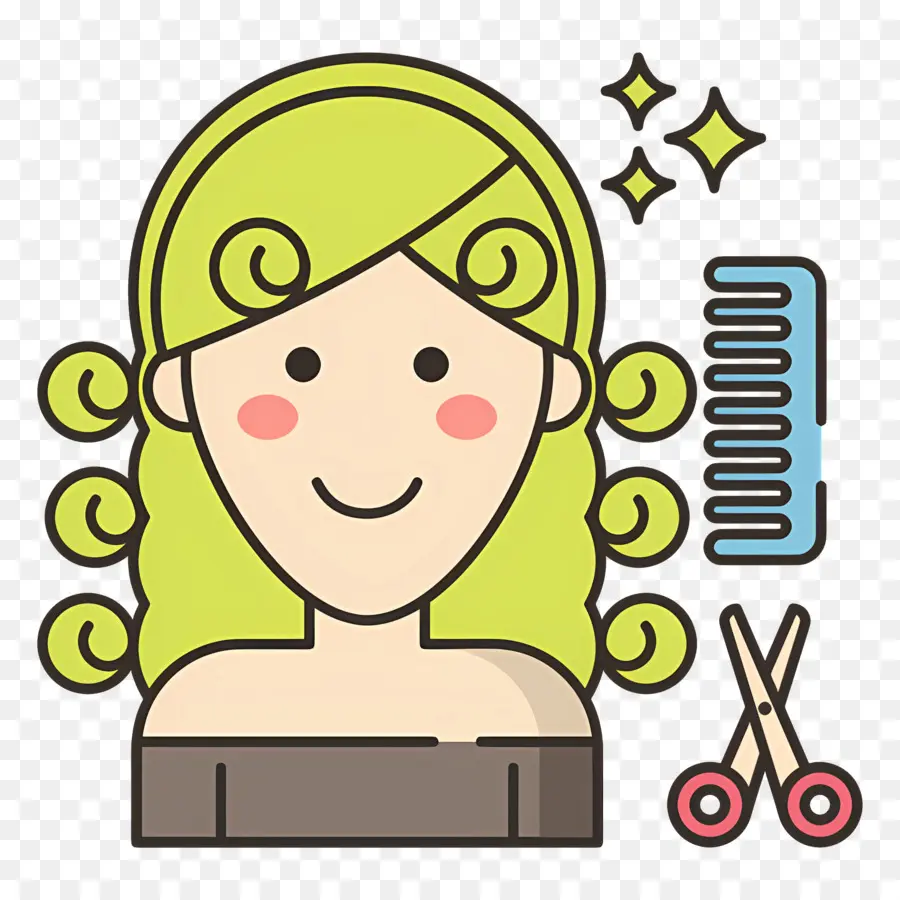 Fille De Beauté，Cheveux Bouclés PNG