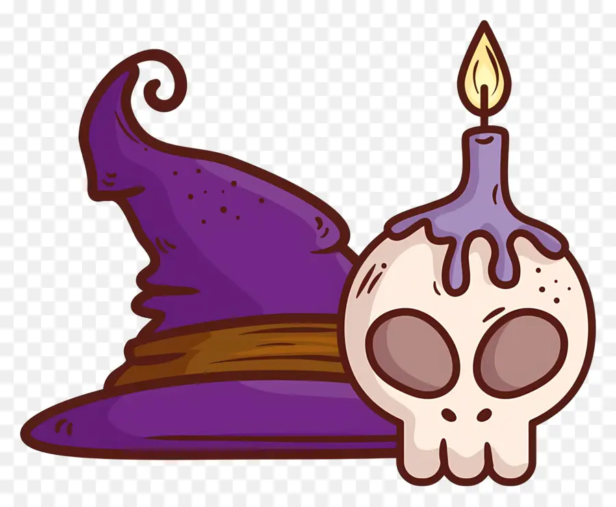 Bougie D'halloween，Chapeau De Sorcière Et Bougie Crâne PNG