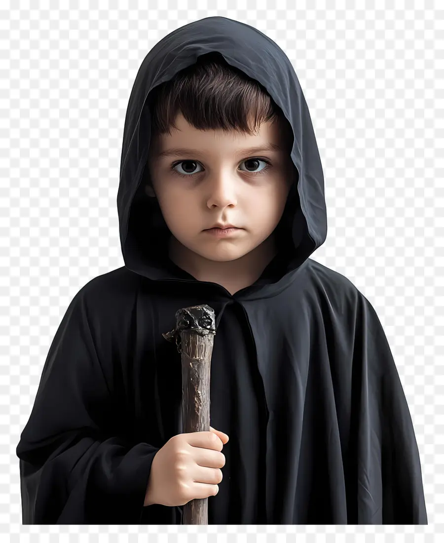 Costume D'halloween，Enfant Au Manteau Noir PNG