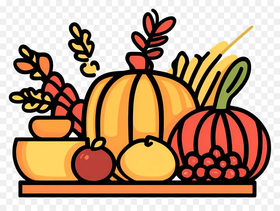 Frontière De Thanksgiving，Récolte D'automne Avec Citrouilles Et Fruits PNG