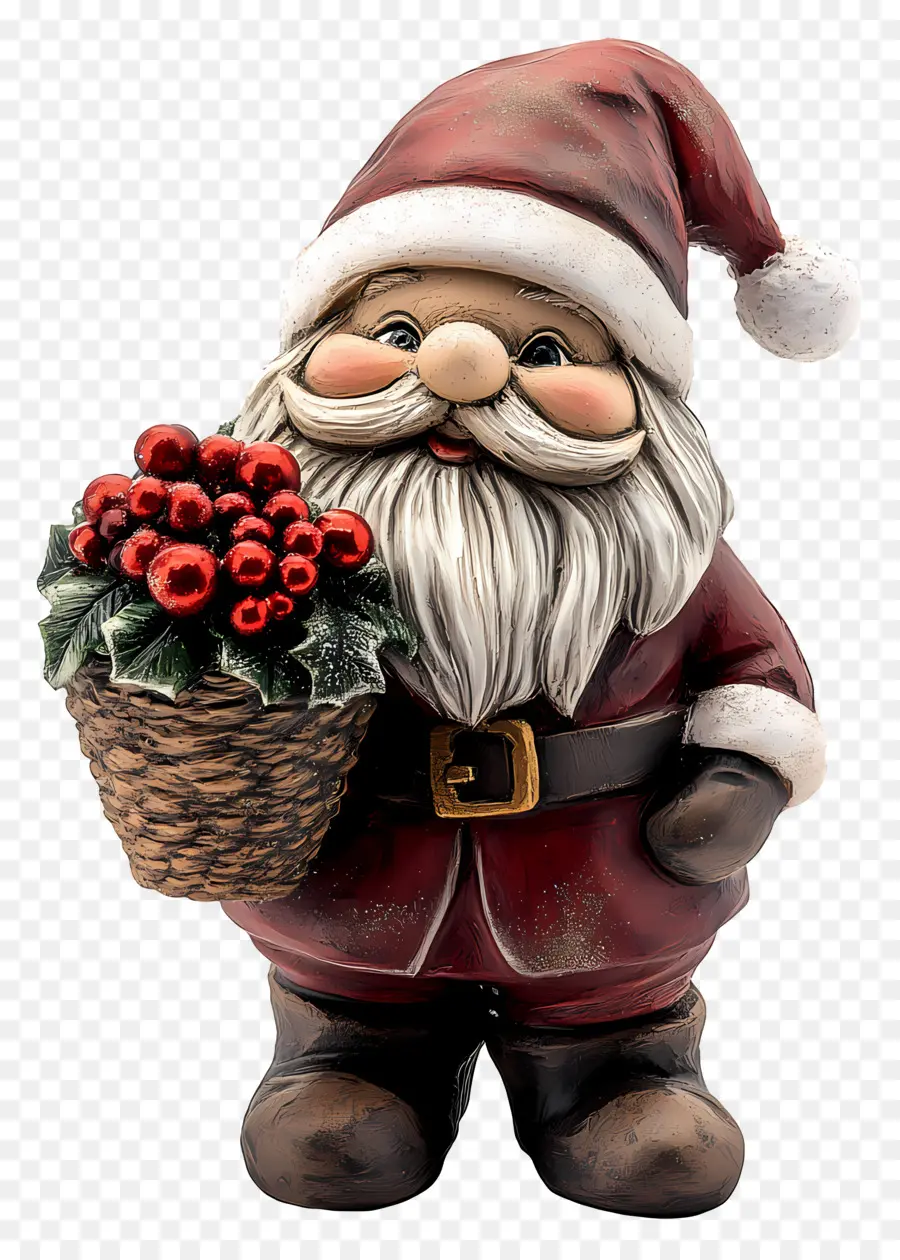 Gnome De Noël，Père Noël Avec Panier PNG