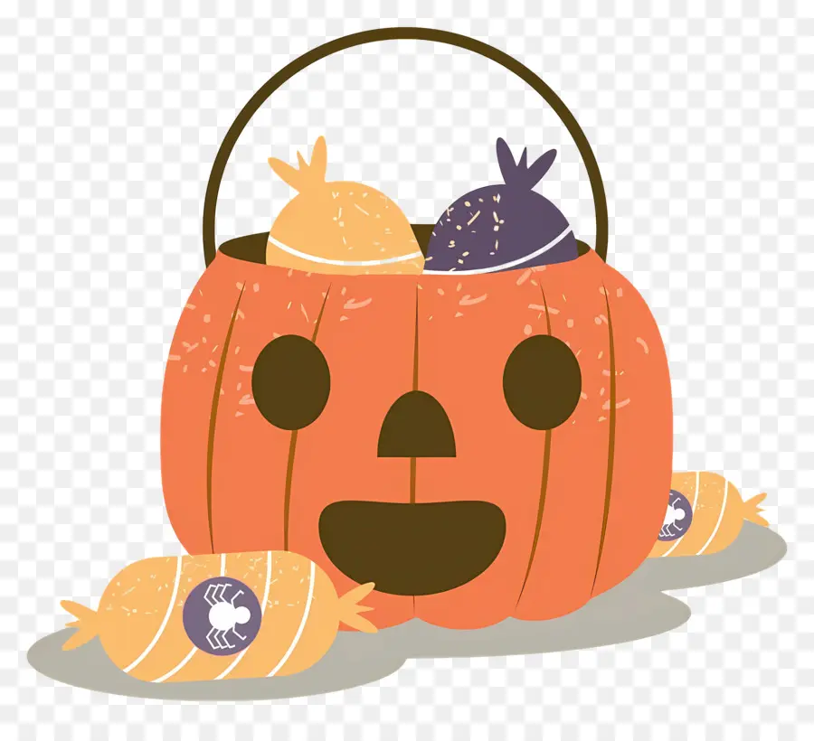 Seau à Bonbons D'halloween，Panier De Citrouille PNG