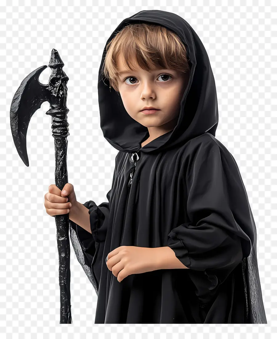 Déguisement D'halloween，Enfant Au Manteau Noir PNG