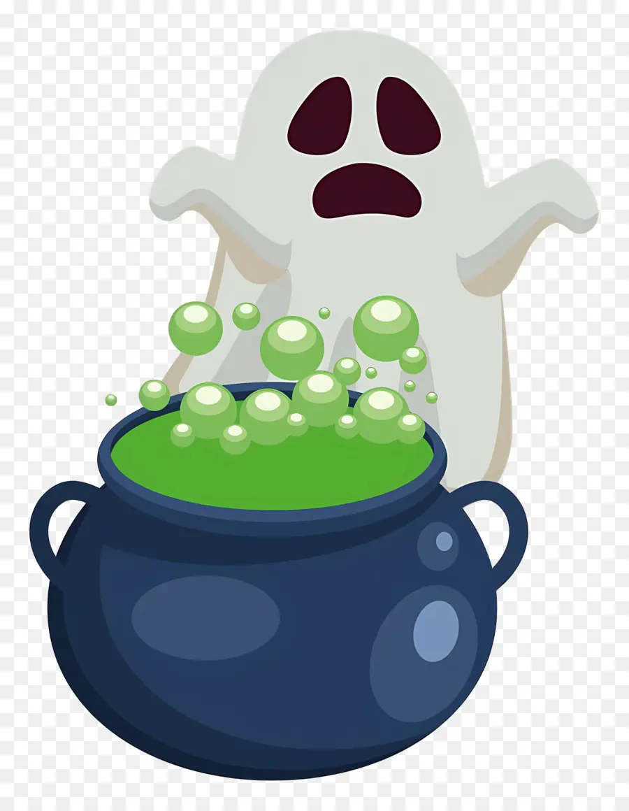 Chaudron D'halloween，Fantôme Avec Chaudron PNG