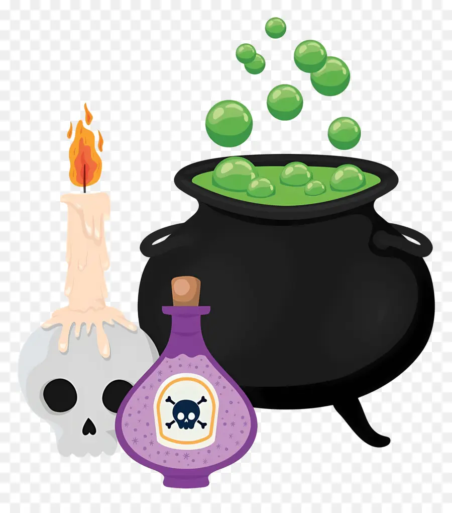 Potion D'halloween，Chaudron Avec Potion Et Crâne PNG