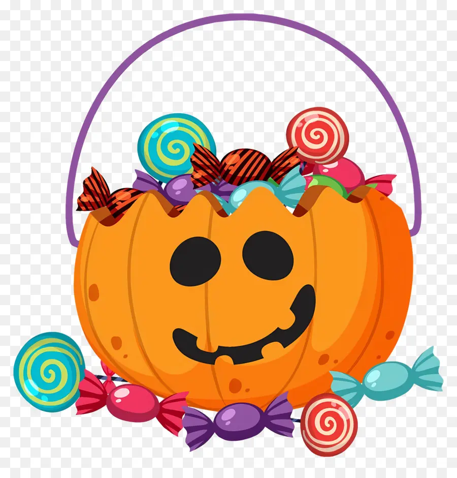 Seau à Bonbons D'halloween，Panier De Citrouille PNG