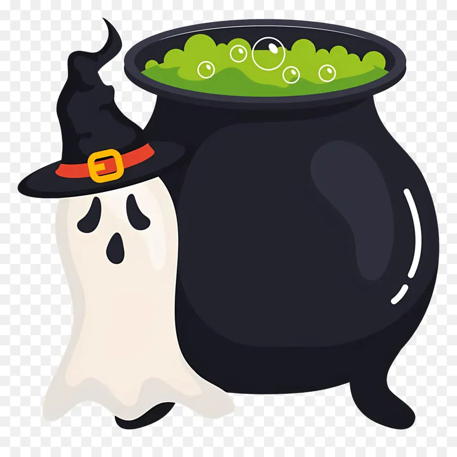 Chaudron D'halloween，Fantôme Avec Chaudron PNG