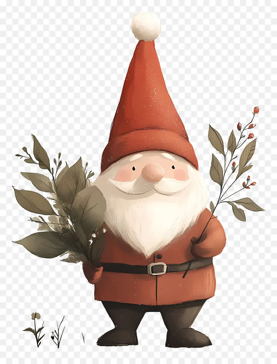 Gnome De Noël，Gnome Avec Des Feuilles PNG