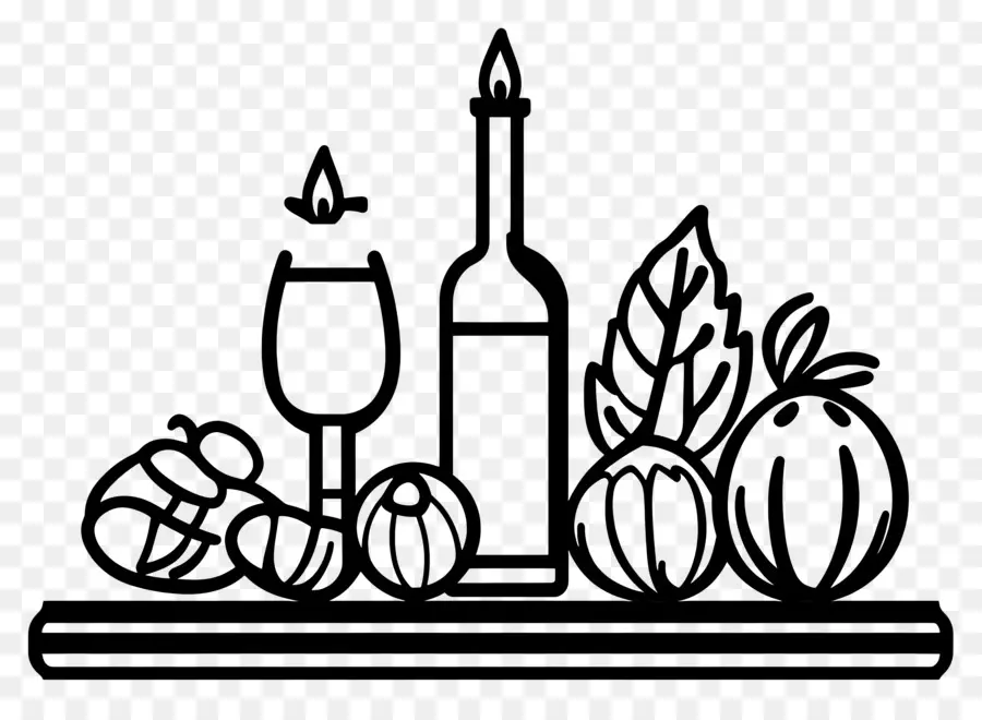 Frontière De Thanksgiving，Vin Et Légumes PNG