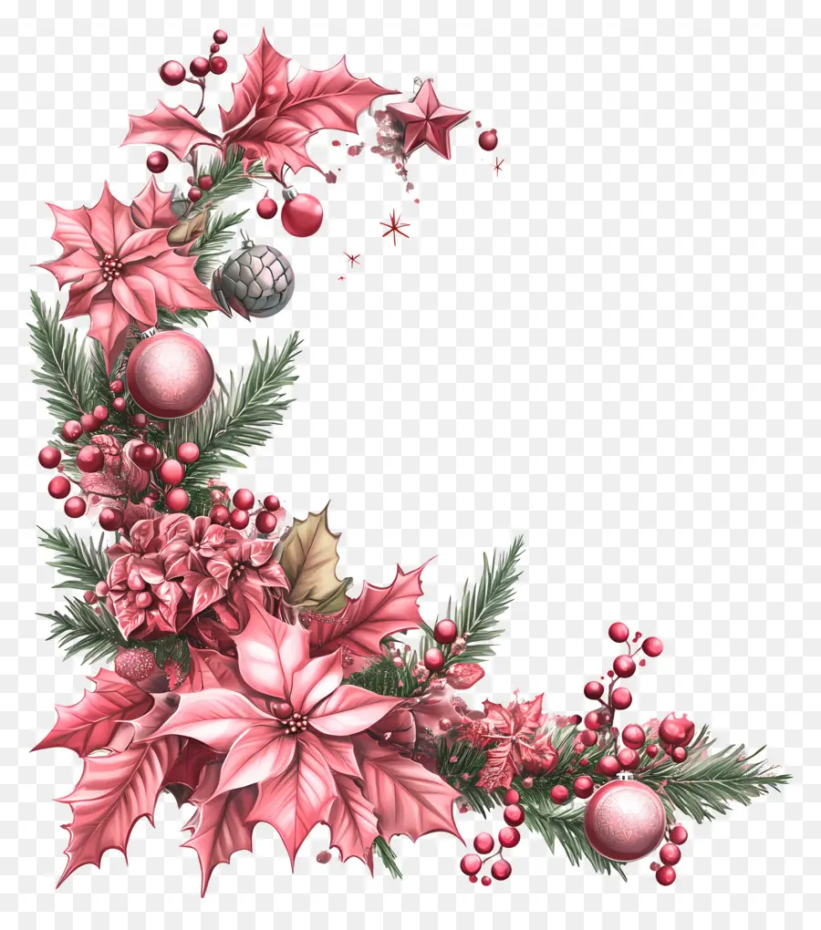 Le Coin De Noël，Composition Florale De Noël PNG