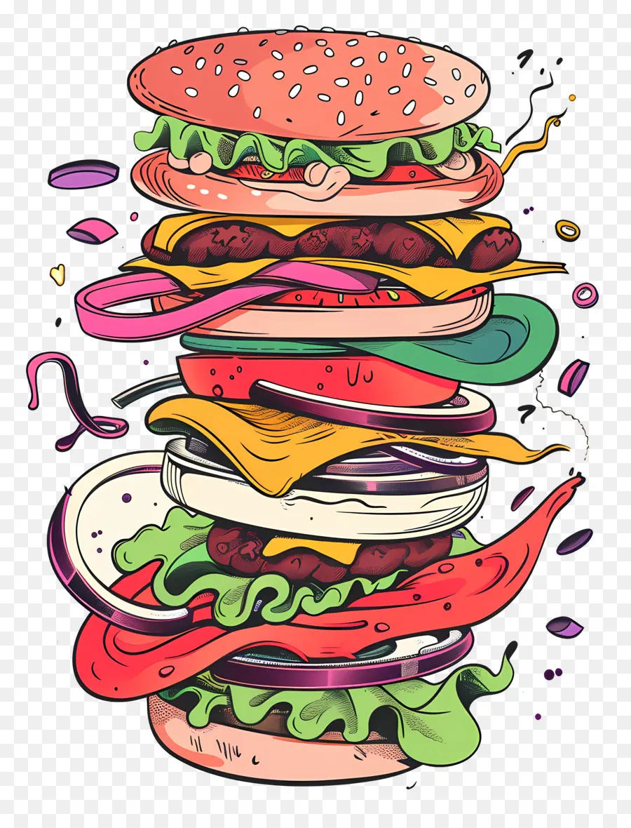 Burger Flottant，Burger Empilé PNG