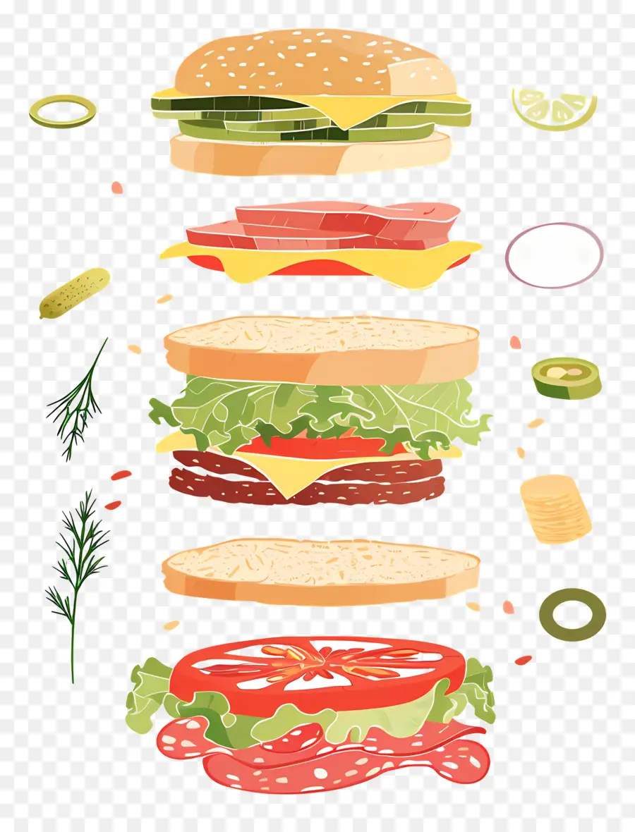 Burger Flottant，Ingrédients Du Hamburger PNG