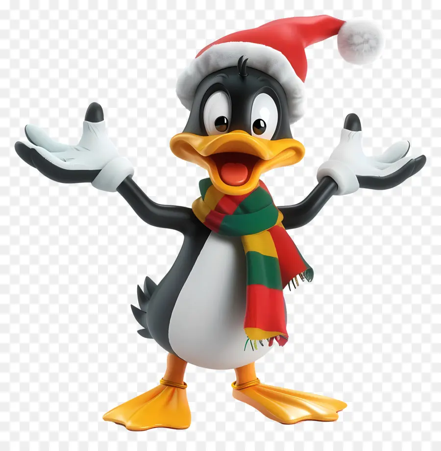 Daffy Canard，Pingouin Avec Bonnet De Noel PNG