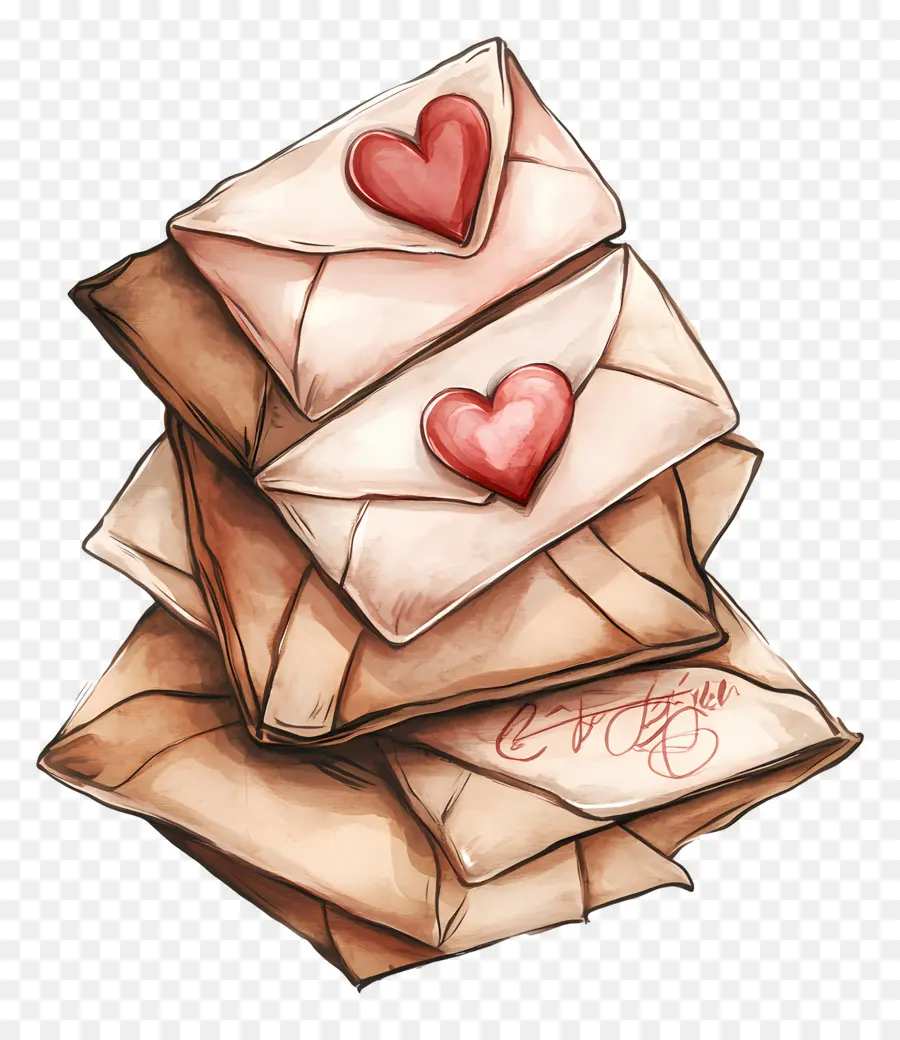 Courrier D'amour，Pile D'enveloppes PNG