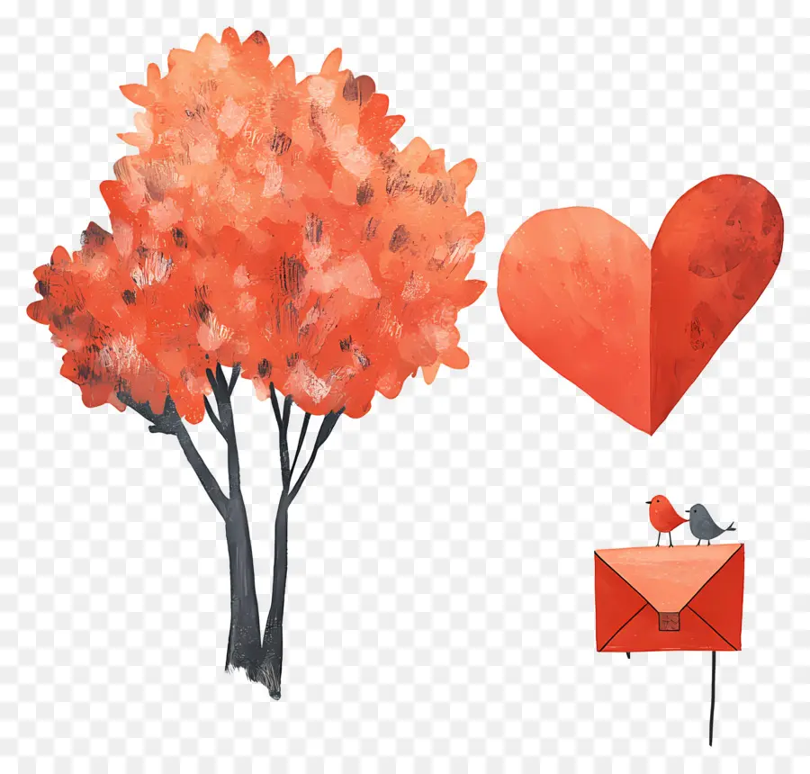 Courrier D'amour，Arbre Rouge PNG