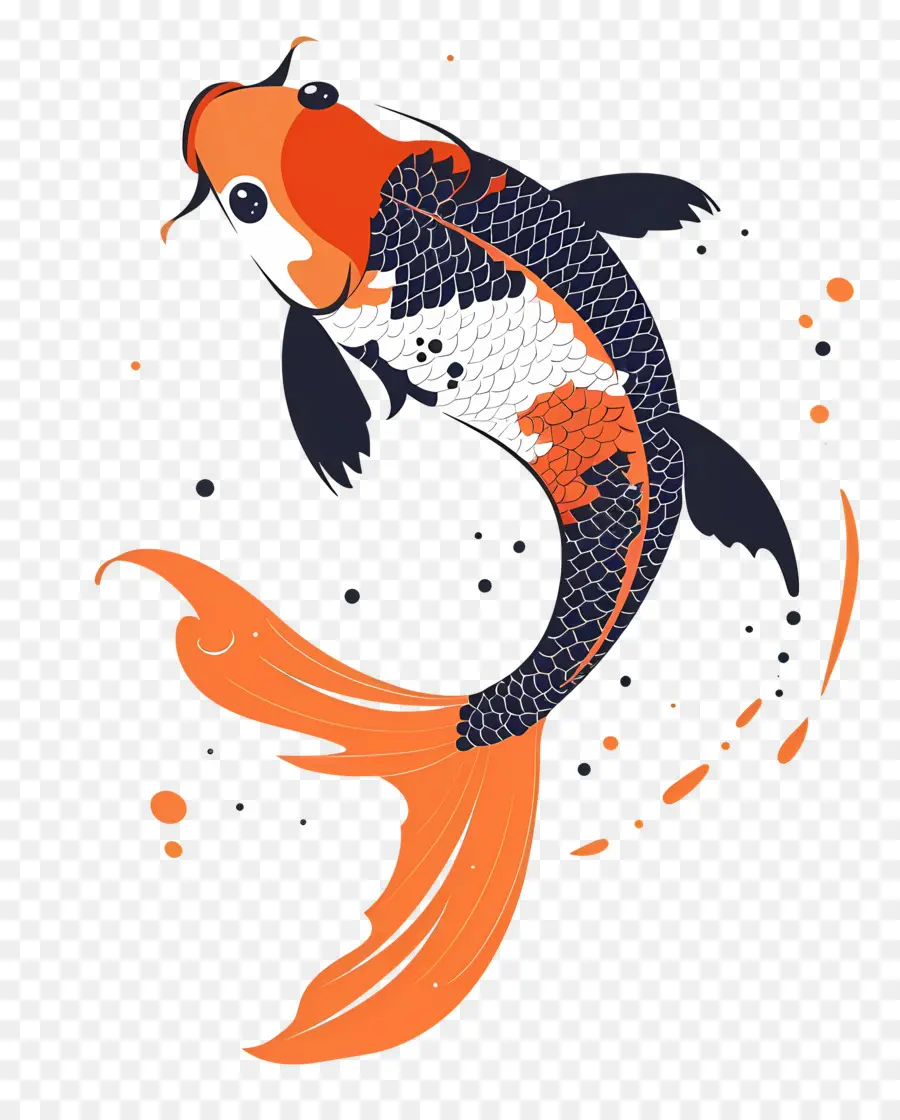 Poisson Koï，Poisson Koi Orange Et Noir PNG