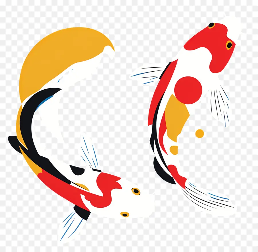 Poisson Koï，Deux Poissons Koi Colorés PNG