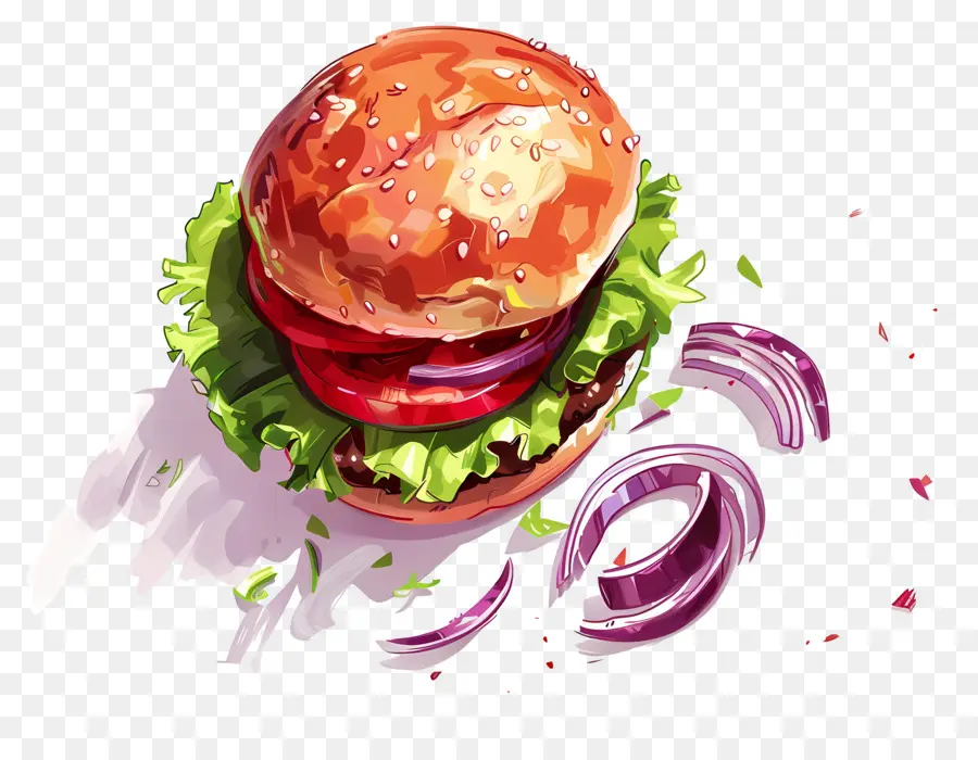 Burger Flottant，Burger Réaliste PNG