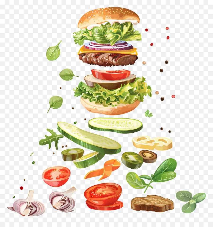 Burger Flottant，Burger Empilé PNG