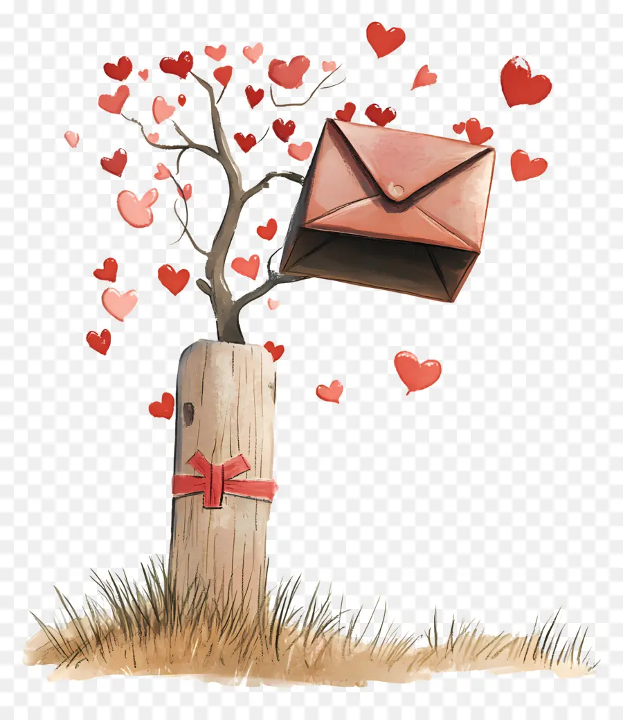 Courrier D'amour，Enveloppe Avec Des Coeurs PNG