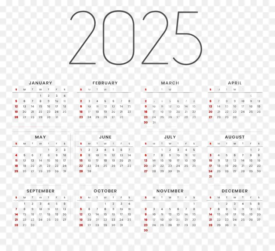 Calendrier 2025，Année PNG