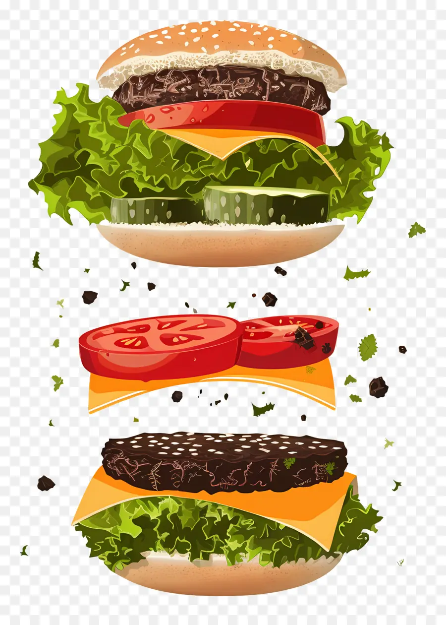 Burger Flottant，Ingrédients Du Hamburger PNG