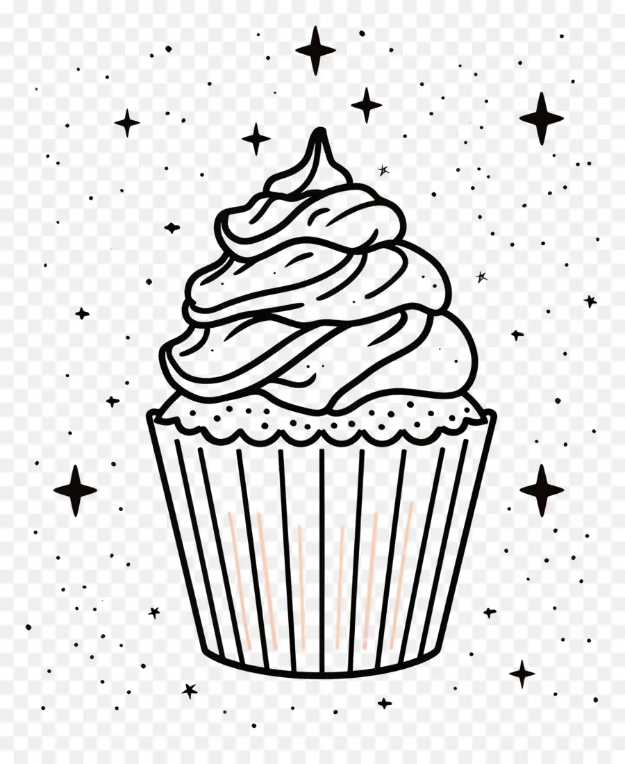 Aperçu Du Petit Gâteau，Cupcake Avec Des étoiles PNG