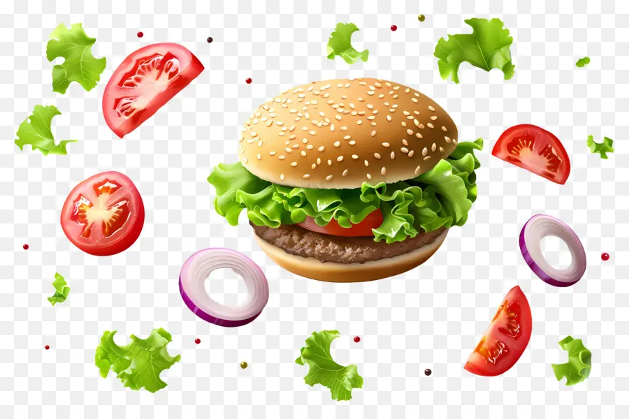 Burger Flottant，Burger Réaliste PNG