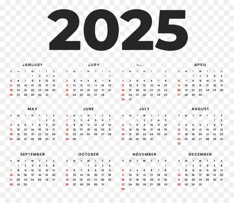 Calendrier 2025，Année PNG